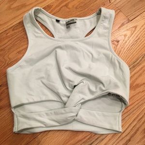Mint green/light blue crop top/long sports bra
